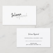 Carte De Visite cursive manuscrite professionnel moderne b/w (Devant / Derrière)