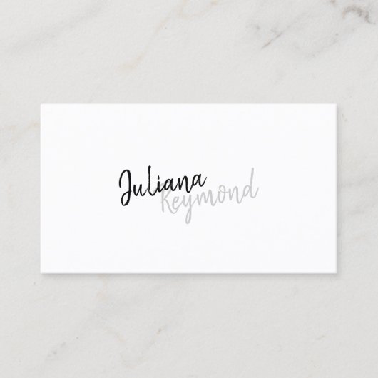 Carte De Visite cursive manuscrite professionnel moderne b/w (Devant)