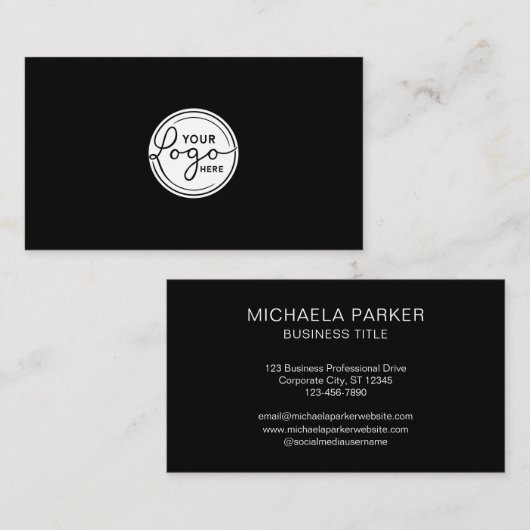 Carte De Visite Custom Add Your Logo Black Professional (Devant / Derrière)