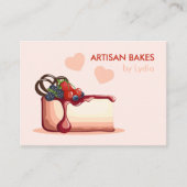 Carte De Visite Custom Artisan Bakery Business Card with Cake (Devant)