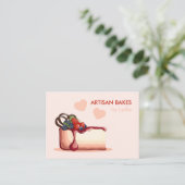 Carte De Visite Custom Artisan Bakery Business Card with Cake (Debout devant)