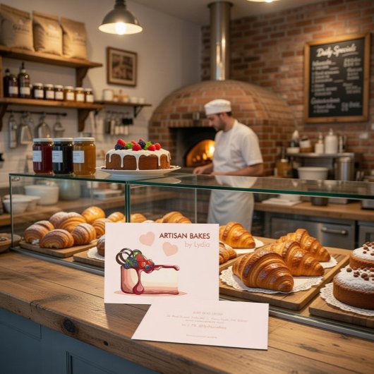 Carte De Visite Custom Artisan Bakery Business Card with Cake