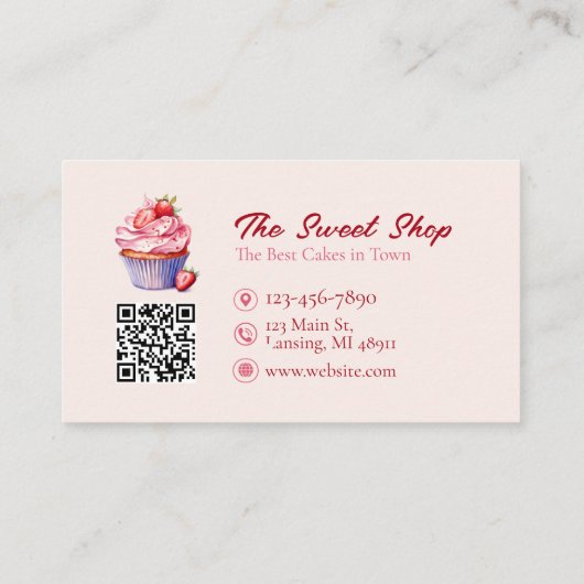 Carte De Visite Custom Bakery Business Card with QR Code  (Dos)