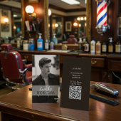 Carte De Visite Custom Barber Contact Card with QR Code