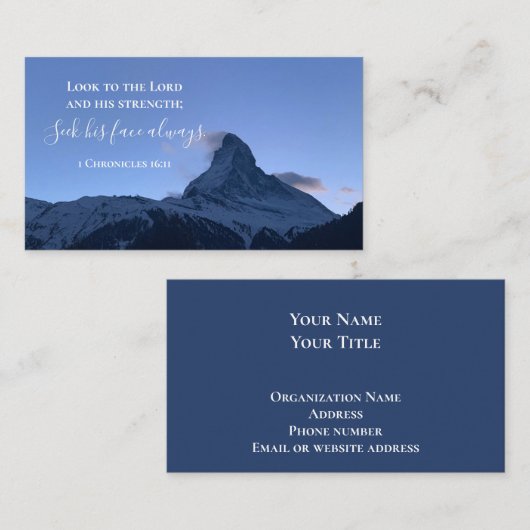 Carte De Visite Custom Bible Verse Swiss Alps Photo Template (Devant / Derrière)