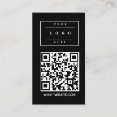 Carte De Visite Custom Black Business Logo and Website QR Code (Devant)