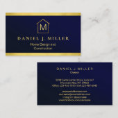 Carte De Visite Custom Blue + Gold Maison Construction Lux (Devant / Derrière)
