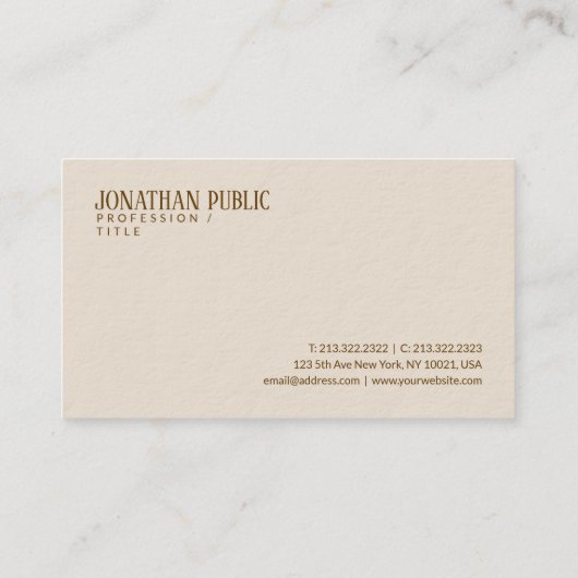 Carte De Visite Custom Brown & Beige Template Luxe Premium Thick (Dos)