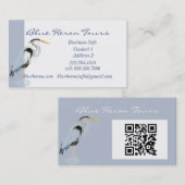 Carte De Visite Custom Business Great Blue Heron Bird QR Code (Devant / Derrière)