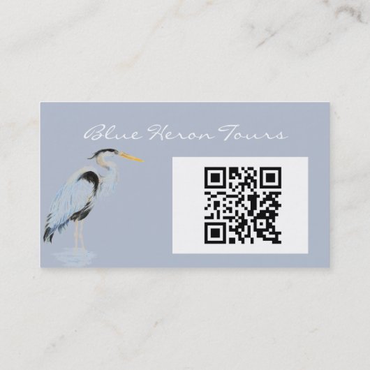 Carte De Visite Custom Business Great Blue Heron Bird QR Code (Dos)