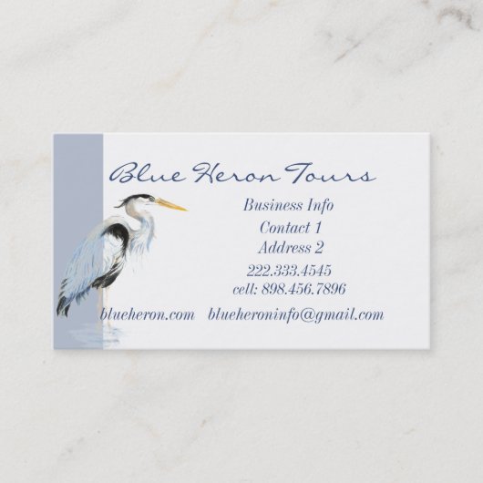 Carte De Visite Custom Business Great Blue Heron Bird QR Code (Devant)