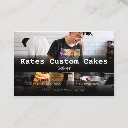 Carte De Visite Custom Cake Baker Anniversaire Entreprise (Dos)