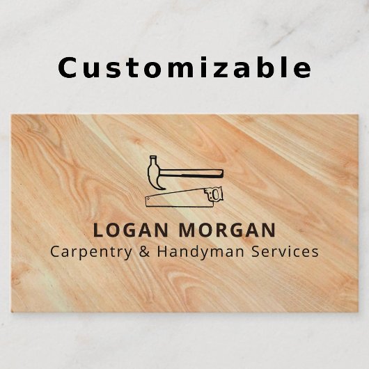 Carte De Visite Custom Carpentry Handyman Wood Tools Modern