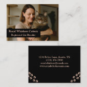 Carte De Visite Custom Cat Breeder Business Card with Photo  (Devant / Derrière)