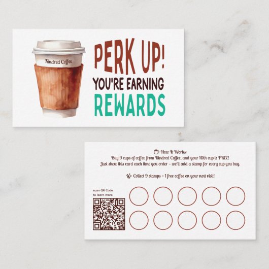 Carte De Visite Custom Coffee Cafe Loyalty (Devant / Derrière)