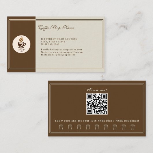 Carte De Visite Custom Coffee Shop Business Card – Personalized  (Devant / Derrière)