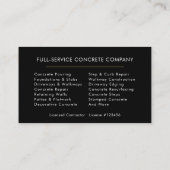 Carte De Visite Custom Concrete & Cement Contractor Company (Dos)