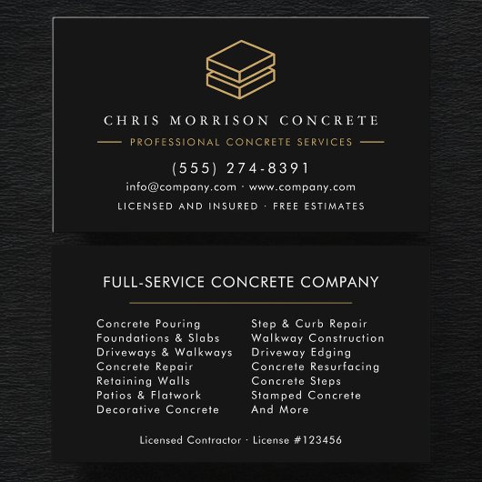Carte De Visite Custom Concrete & Cement Contractor Company