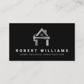 Carte De Visite Custom Construction Black Silver Home Building Lux (Devant)