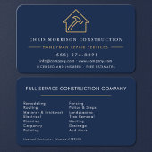 Carte De Visite Custom Construction & Handyman Navy Blue Gold