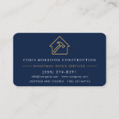 Carte De Visite Custom Construction & Handyman Navy Blue Gold (Devant)