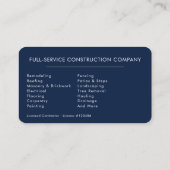 Carte De Visite Custom Construction & Handyman Navy Blue Gold (Dos)