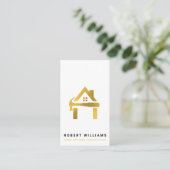 Carte De Visite Custom Construction White Gold Home Building Lux (Debout devant)