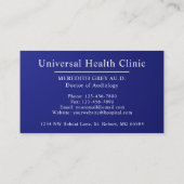 Carte De Visite Custom Dark Navy Bleu Blanc Docteurs fantaisie (Dos)