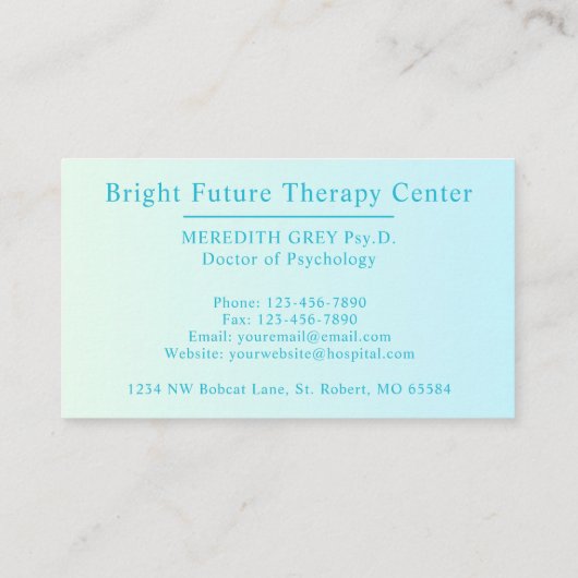Carte De Visite Custom Dark Turquoise Vert Brown Docteurs Fancy Bu (Dos)