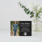 Carte De Visite Custom Dog Walker Business Card with Photo (Debout devant)
