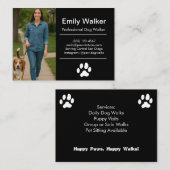Carte De Visite Custom Dog Walker Business Card with Photo (Devant / Derrière)