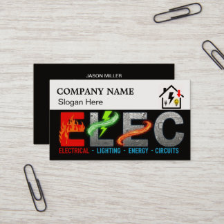 Carte De Visite Custom Electrician Business Card with Company Logo