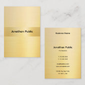 Carte De Visite Custom Elegant Gold Look Template Professional (Devant / Derrière)