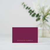 Carte De Visite Custom Elegant Modern Burgundy Red Gold Text (Debout devant)