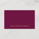 Carte De Visite Custom Elegant Modern Burgundy Red Gold Text (Devant)