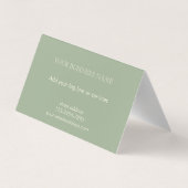 Carte De Visite Custom Elegant Modern Sage Green Photo Template  (Dos)