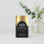 Carte De Visite Custom Gold Metallic Black Professional (Debout devant)