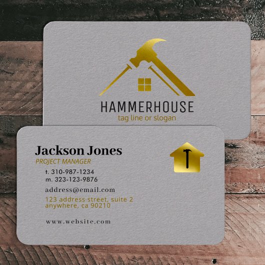 Carte De Visite Custom Grey + Gold Maison Construction Lux