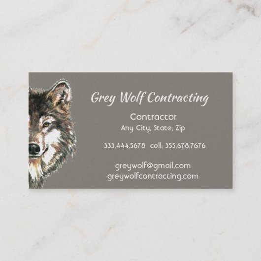 Carte De Visite Custom Grey Wolf Contractor (Devant)