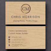Carte De Visite Custom Home Builder Wood Monogram Professional