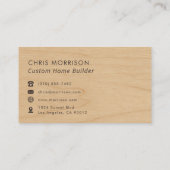 Carte De Visite Custom Home Builder Wood Monogram Professional (Dos)
