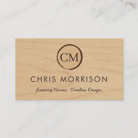 Carte De Visite Custom Home Builder Wood Monogram Professional (Devant)