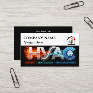 Carte De Visite Custom HVAC Business Card with Company Logo slog 3