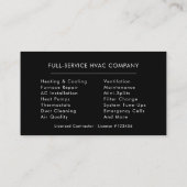 Carte De Visite Custom HVAC Services Company (Dos)