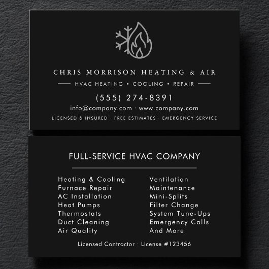 Carte De Visite Custom HVAC Services Company