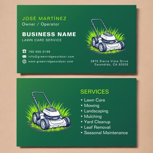 Carte De Visite Custom Lawn Service Company