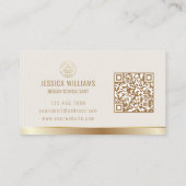 Carte De Visite Custom Logo Elegant Beige Gold QR Code (Dos)