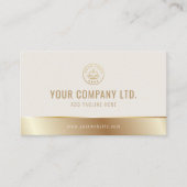 Carte De Visite Custom Logo Elegant Beige Gold QR Code (Devant)