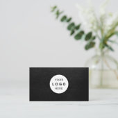 Carte De Visite Custom logo elegant luxury black leather  (Debout devant)