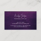 Carte De Visite Custom logo elegant luxury purple leather  (Dos)